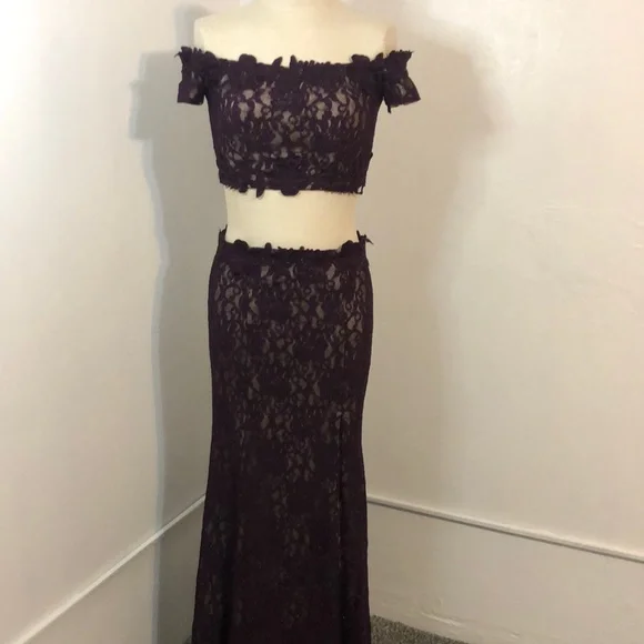 sequin hearts two piece dress Sequin Hearts Black & Red 2 Piece Formal Dress